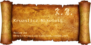 Kruzslicz Nikolett névjegykártya